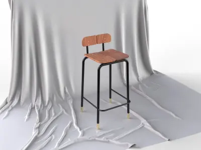 Scandinavian Design Mid Century Modern Bar Stool 3D model