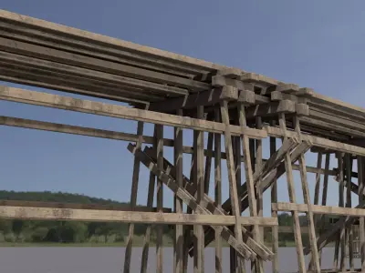 Wooden trestle PBR 4-8K Low-poly 3D model
