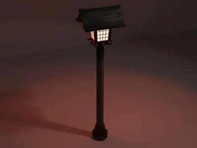 Japanese Wooden Lantern Light  Free low-poly 3D model