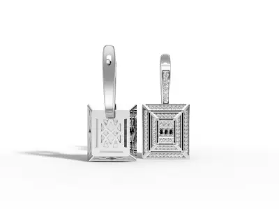 Baguette Diamond Earring 3d model printable 3D print model  3D print model