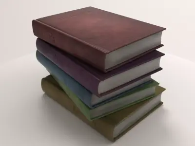 V Books four stacked Low-poly 3D model