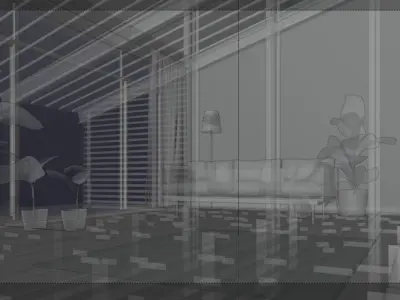 Interior Living Space - Modern Forest House 3D model