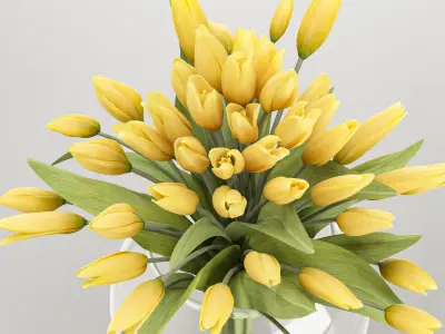 Bouquet of yellow tulips  3D model