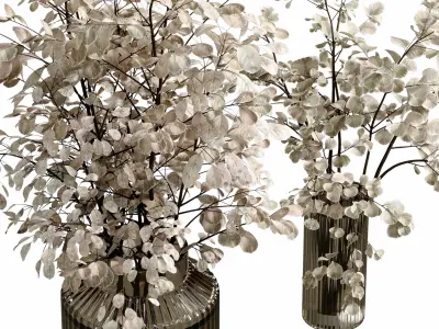 Bouquet plant dry in brown glass vase 47 3D model