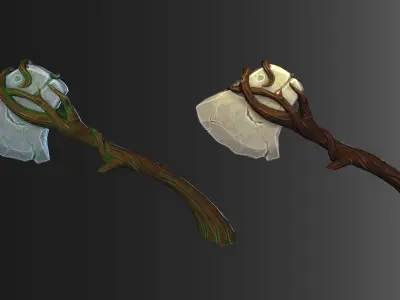 Stylized forest axe Low-poly 3D model