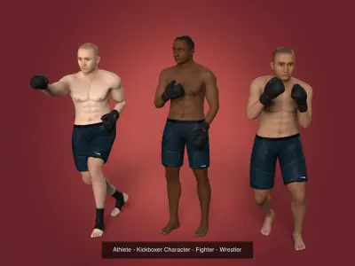 Sports - Athlete - Volleyball Player - Wrestler - Kick-Boxing  3D Model Pack