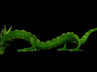 GREEN DRAGON RIG FINAL 3D MODEL Low-poly 3D model