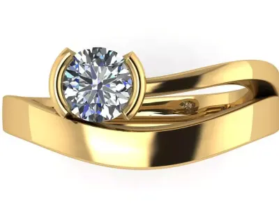 square shape ring with half bezel set  3D print model