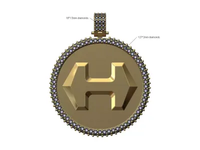Iced 40mm Super H Hermes Diamond pendant 3D print model