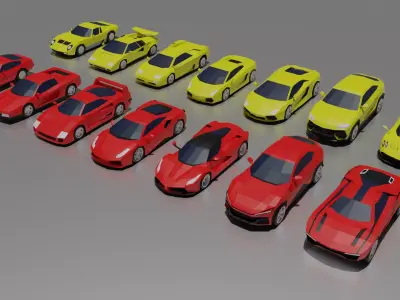 Low-Poly Italian Classic Sport and Super Cars Low-poly 3D model