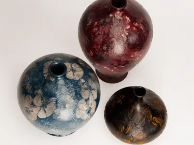 Vintage Pots Set Low-poly 3D model