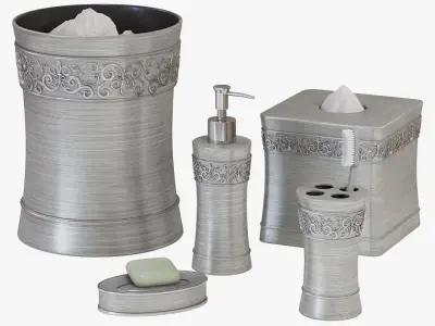 Murano Brushed Silver Bath Accessories 3D model