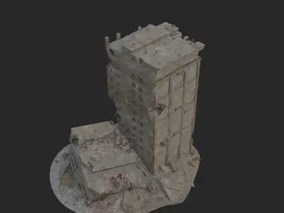 destroyed building  Low-poly 3D model