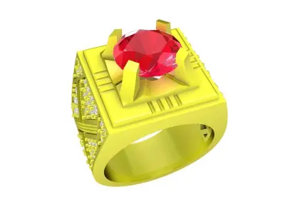 Luxury Square Ruby and Diamond Men Ring 3D Model 4913 3D print model