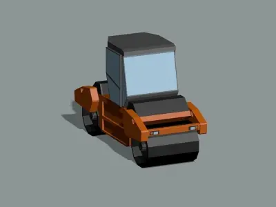 asphalt roller Low-poly 3D model
