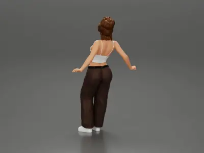 lowrider chola girl is leaning against the car in mini shirt 3D print model