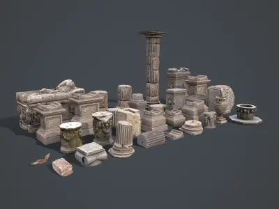 Roman Greek Objects Big Pack Low-poly 3D model