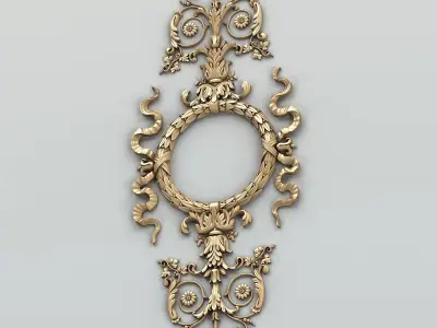Carved decor vertical 012 3D model