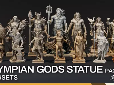 Ultimate Olympian God Statue Pack  Low-poly 3D model