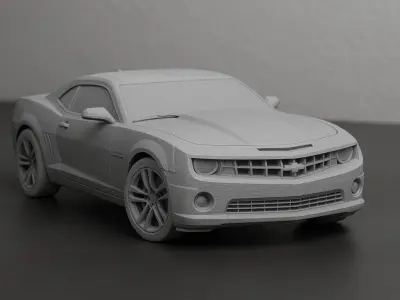 Power on the Track Chevrolet Camaro SS in Yellow 3D print model