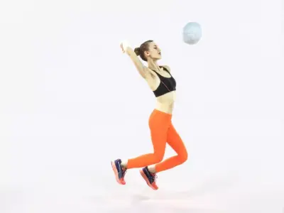 Beauty 17F Jumping Smashing Jumping Sports Woman Low-poly 3D model