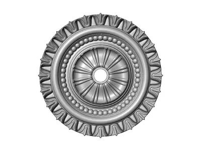 Double rib carved ceiling medallion rosette relief  3D print model