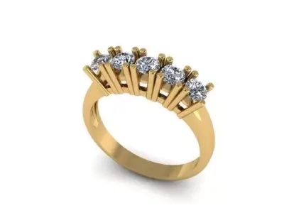 5 stone wedding band 3D print model