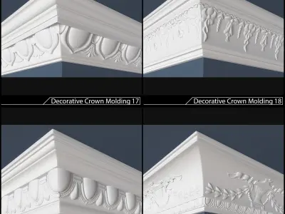 Crown molding collection for archviz 3D model
