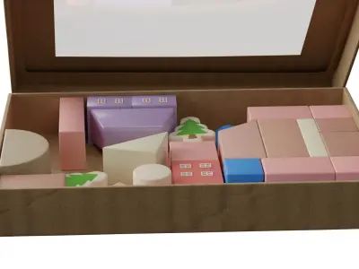 Building Block Box Low-poly 3D model