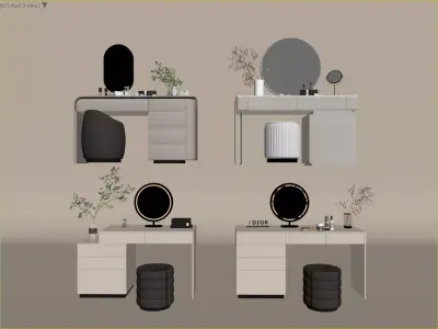 Modern Luxury Vanity Set Collection 3D Model 3D model