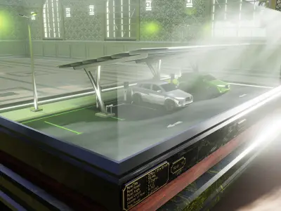 Solar Carport Type-4 3x12 Panels Diorama 3D model