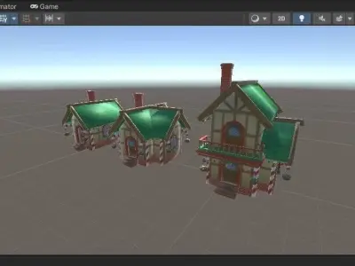 Christmas House Set Low-poly 3D model