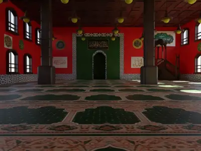 Mosque Interior Low-poly 3D model