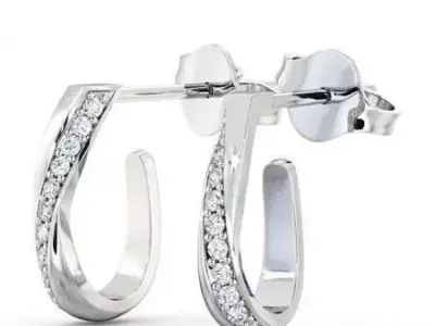 stl file diamond hoop earrings gold 3D print model purchase