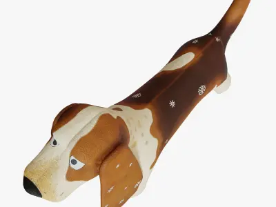 Basset dog fabric toy 3D model
