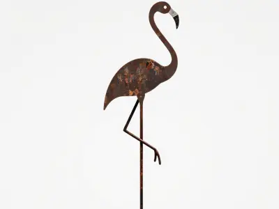 Rustic Flamingo Metal Garden Art Model Pack Low-poly 3D model