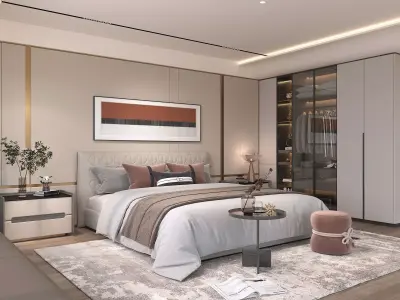 Modern Bedroom Scene 43 3D model