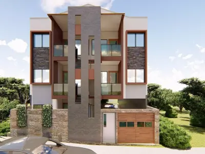 DUPLEX 2 modern house with car parked 3D model