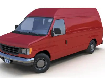 American industrial van XL Low-poly 3D model