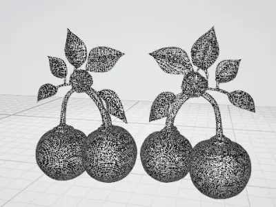 Cherry Bloom Luxurious Gold Fruit Earrings 3D print model