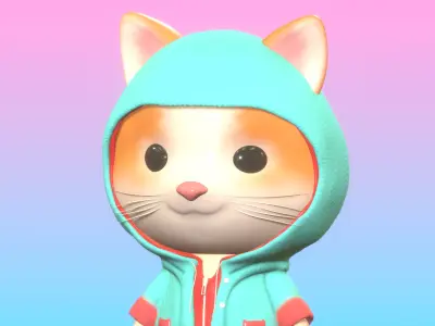 Cute Cat With Jacket  3D model