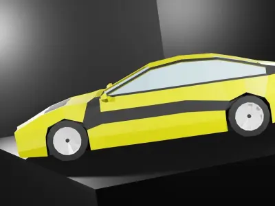 Lowpoly Sport Car - Neon Yellow Low-poly 3D model