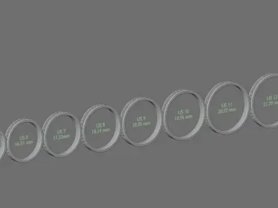 Half Eternity Diamond Wedding Ring for 3d print and rendering 3D print model