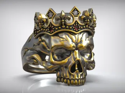 Skull Head Queen Tiara Diamond Ring 3D print model