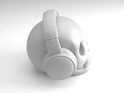 Skull with Headphones Figure  3D Printable Model 3D print model