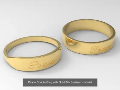Couple Finger Rings with Fruit of Holy Spirit Gold 3D Model Pack