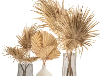 Floral bouquet of dry palm leaves in a vase 133 3D model