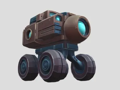 Robotic Vehicle with Camera PBR Textured Game Ready 3D Model Low-poly 3D model