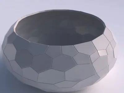 Bowl spheric squeezed wide with fine organic cells 3D print model