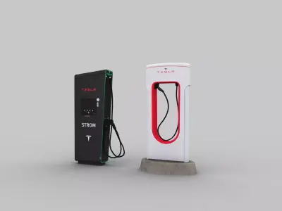 Electric Vehicle Chargers pack 1 Low-poly 3D model